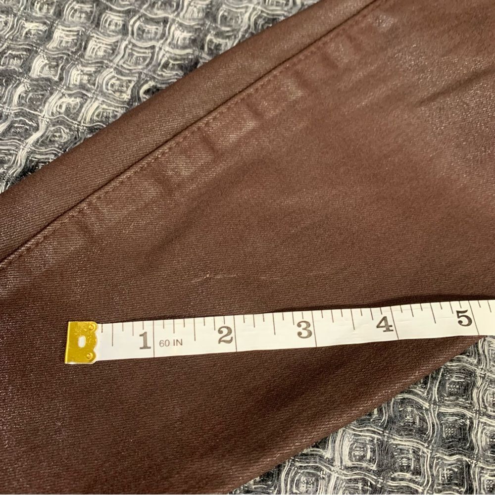 7 FOR ALL MANKIND Coated Brown Ankle Super Skinny High Waist Jeans Waist 25 #773 - Picture 3 of 14